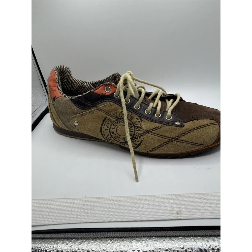 Levi’s Men’s Size 10 EC094 Brown Suede Canvas Tweed Mix Casual Sneakers